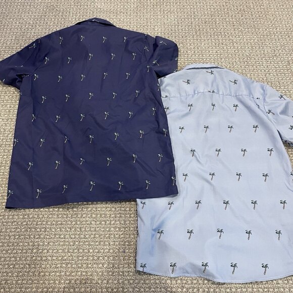 Palm Tree Shirt Men's Sz M Button Down Bundle Short Sleeve Vacation Beach Blue - Picture 2 of 5